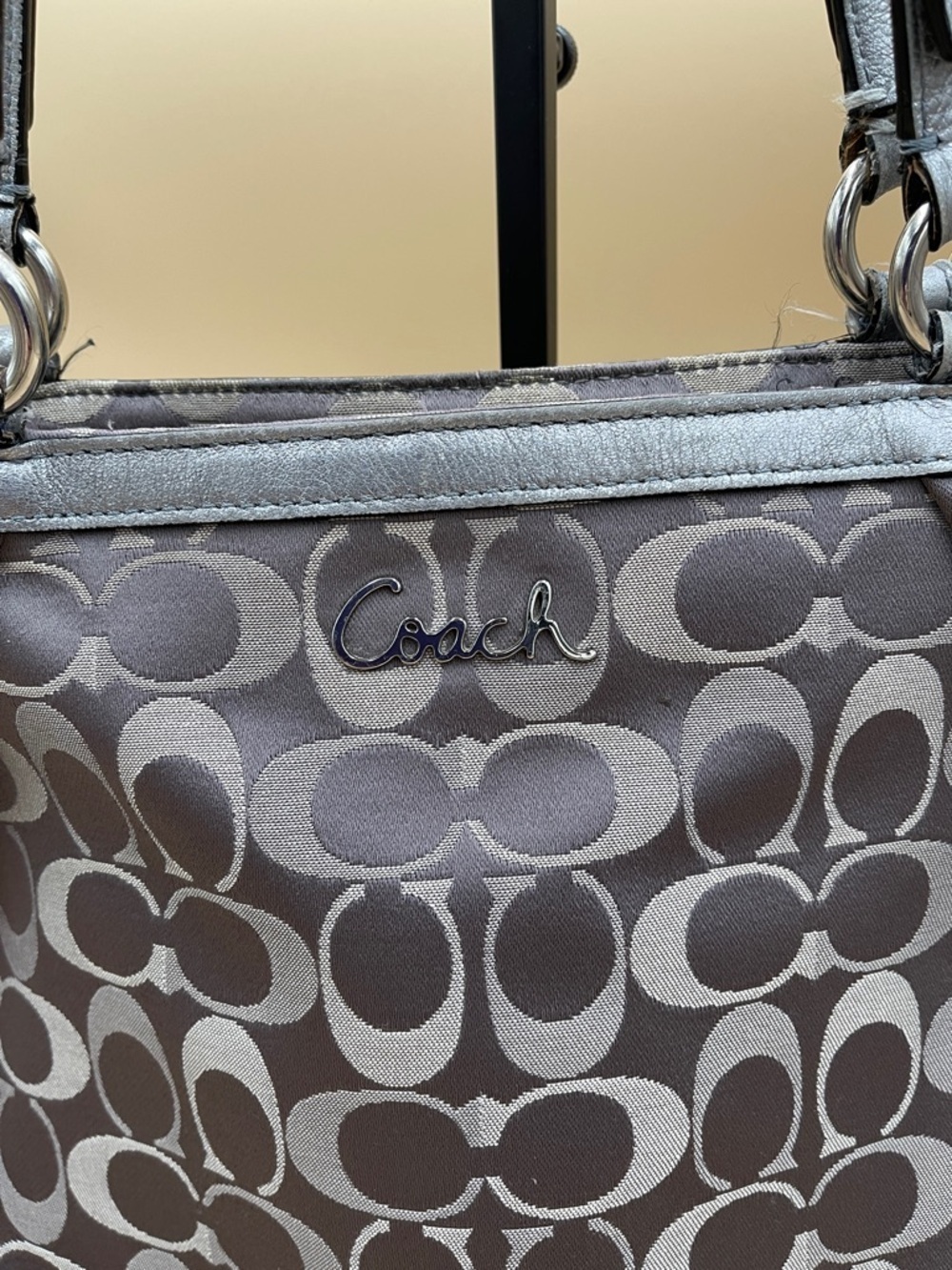Coach Gray and Silver Metallic Signature Satchel G1175-F17698 Daily Coach - Picture 3 of 12